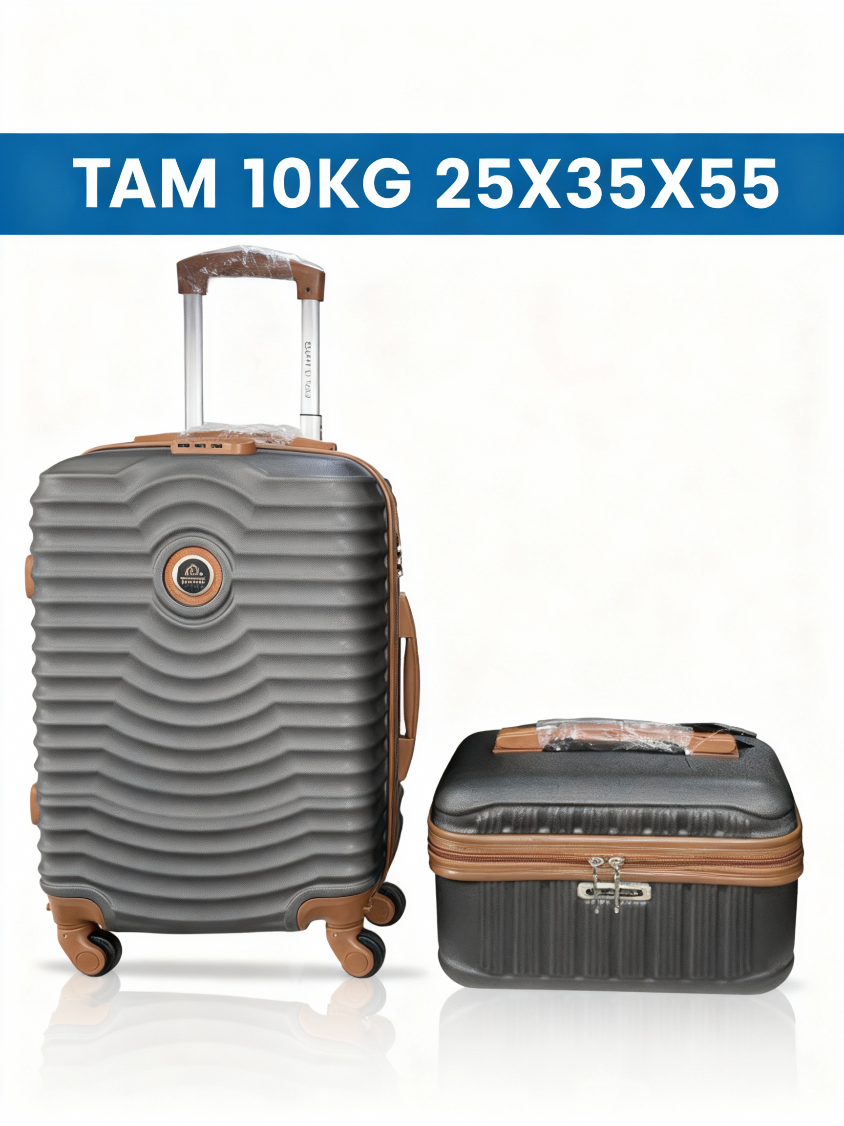 Mala Kalahari Cinza com detalhes marrons