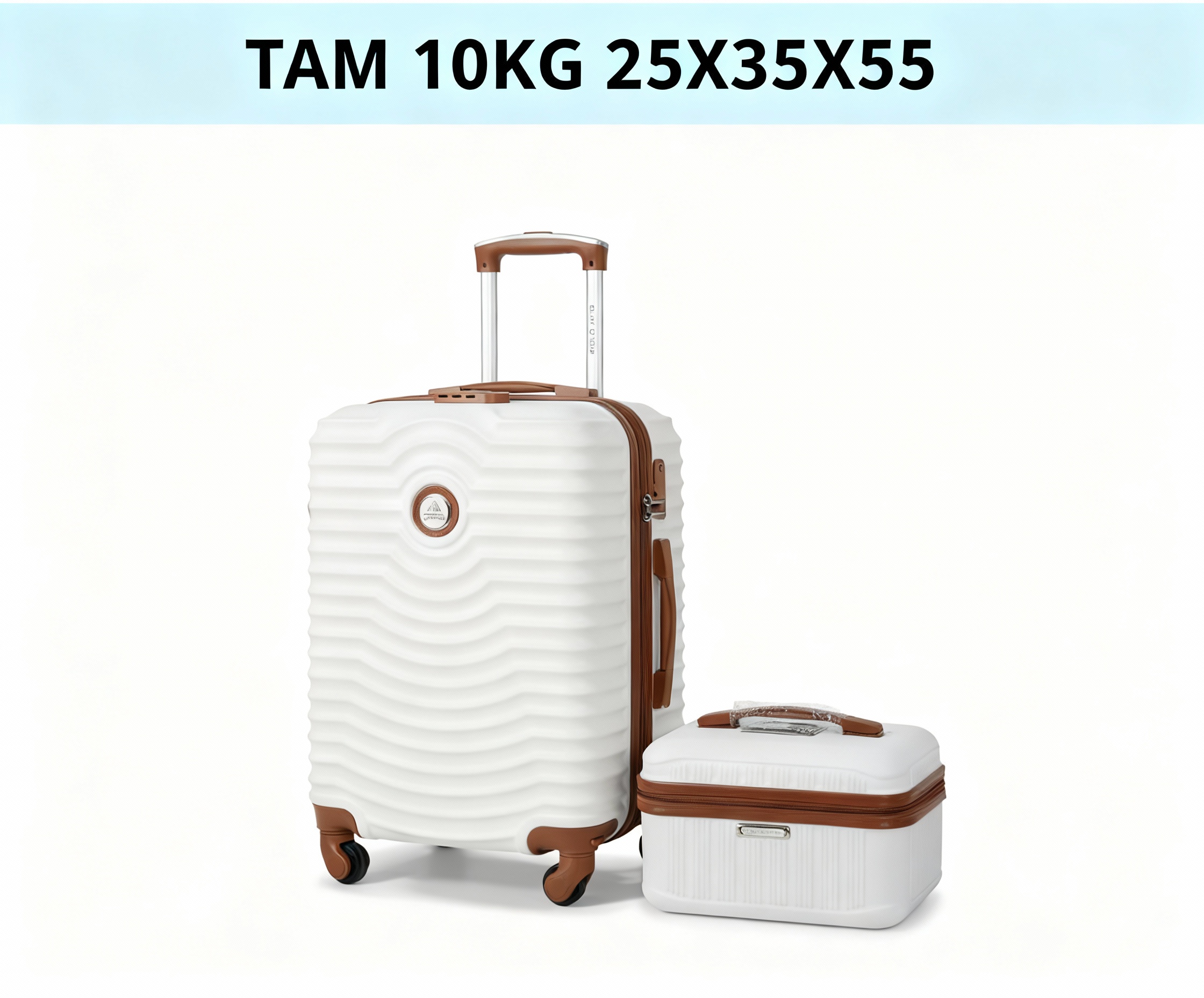 Mala Kalahari Branca com detalhes marrons