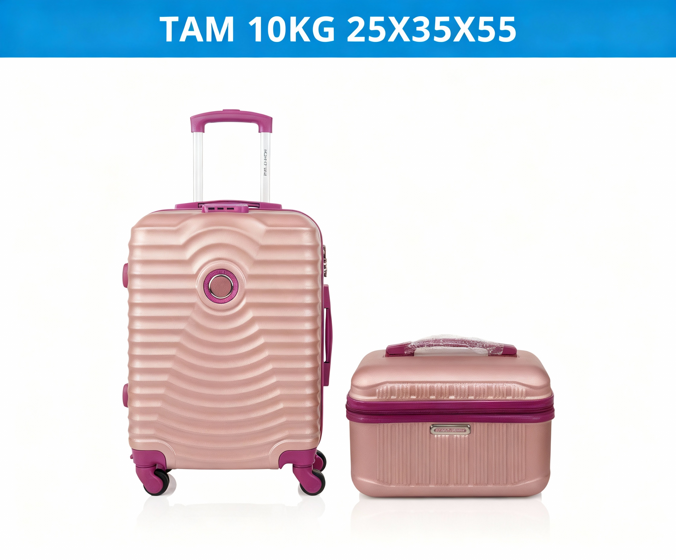 Mala Kalahari Rosa com detalhes roxos